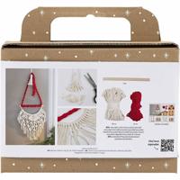 Creativ Company Mini hobbyset macramé, kerstman, kerstrood, off-white, 1 doos - thumbnail