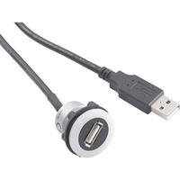 TRU COMPONENTS USB-05-BK USB-inbouwbus 2.0 Bus, inbouw, Stekker USB-bus type A verlicht naar USB-steker type A met 60 cm kabel Inhoud: 1 stuk(s) - thumbnail