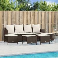 5-delige Loungeset met kussens poly rattan bruin - thumbnail