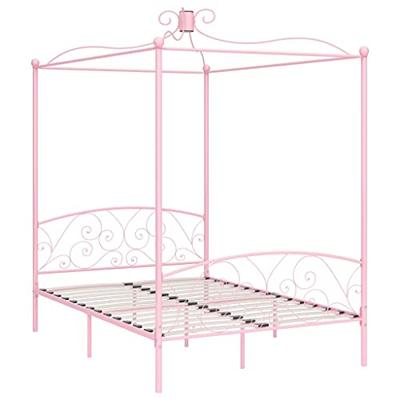 Hemelbedframe metaal roze 120x200 cm