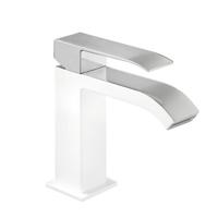 Wastafelmengkraan Tres Cuadro Exclusive 1-Hendel Uitloop Gebogen 16 cm met Waterval Vierkant Chroom Wit Tres - thumbnail