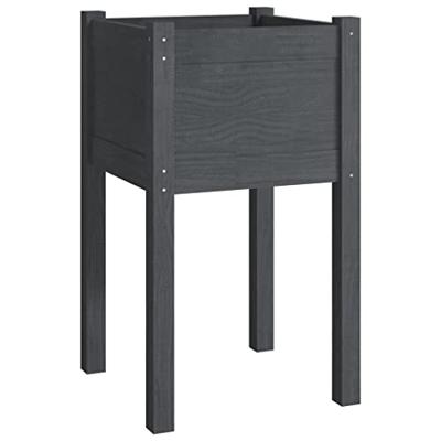 VidaXL Plantenbakken 2 st 40x40x70 cm massief grenenhout grijs