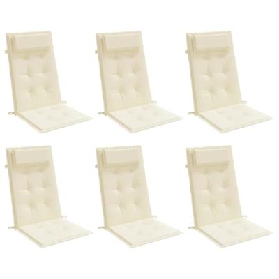 Stoelkussens 6 st hoge rug oxford stof crmekleurig