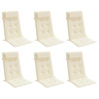 Stoelkussens 6 st hoge rug oxford stof crmekleurig - thumbnail