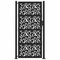 Poort met bladontwerp 105x205 cm staal zwart - thumbnail