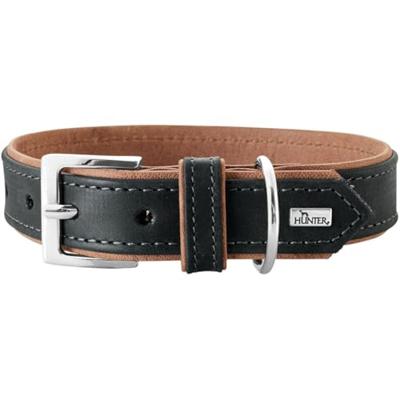 HUNTER Hondenhalsband Porto, zwart/cognac, Maat: 30