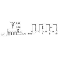 Bourns 4608X-102-222LF Weerstandsnetwerk 2.2 kΩ THT SIP-8 0.3 W 1 stuk(s) - thumbnail