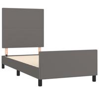 Bedframe met hoofdbord kunstleer grijs 180x200 cm - thumbnail