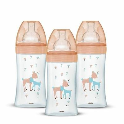 Set van 3 Dodie Anti -Color Biberons Sensation+ - Glas - 270 ml - 0-6 maanden - Vlakke fopspeen - Depit 2