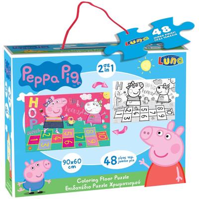 Luna vloerpuzzel 2 in 1 Peppa Pig junior 90 cm 48 delig Luna vloerpuzzel 2 in 1 Peppa Pig junior 90 cm 48 delig