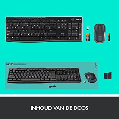 Logitech MK270 Draadloos Toetsenbord en Muis QWERTY Toetsenbord Zwart - thumbnail