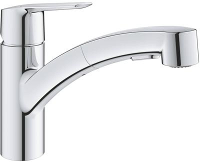 Grohe QuickFix Start keukenmengkraan met uittrekbare handdouche chroom Grohe QuickFix Start keukenmengkraan met uittrekbare handdouche chroom