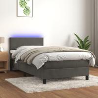 Boxspring met matras en LED fluweel donkergrijs 80x200 cm - thumbnail