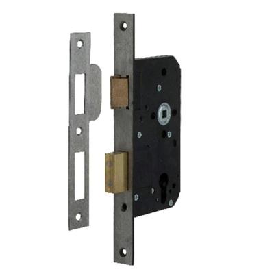 Nemef 4219 Veiligheidsdeurslot | SKG** | DM60mm | PC72mm | krukgat 8mm | voorplaat RVS 25x260mm afgerond | messing dag- en nachtschoot | DR 2+4 -