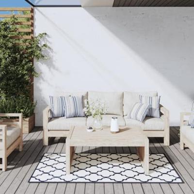 VidaXL Buitenkleed omkeerbaar 80x150 cm marineblauw en wit