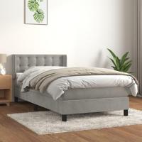 Boxspring met matras fluweel lichtgrijs 100x200 cm - thumbnail