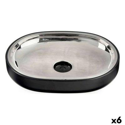 Zeepschaal Berilo Zwart Roestvrij staal Plastic 9,5 x 2,5 x 13 cm 13 x 2,5 x 9,5 cm (6 Stuks)