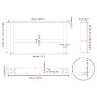 Salontafelpoten naturel staal 2 st 70x (30-31) cm staal - thumbnail