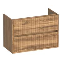 Brauer Adore Wavy - Onderkast Ondiep - 80 cm - met 2 Softclose Lades Greeploos en 1 Sifon Uitsparing - Honey - thumbnail