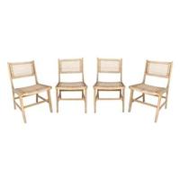 sweeek - Tuinstoel van riet en hout (set van 4) - thumbnail