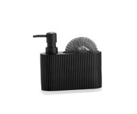 2-in-1 zeepdispenser voor het aanrecht Andrea House CC71087 Hars Polyresin 16,5 x 5,5 x 15 cm Schuurspons Zwart - thumbnail