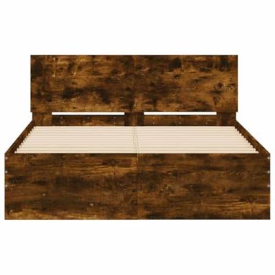 Bedframe met hoofdeinde en LED gerookt eikenkleurig 120x200 cm