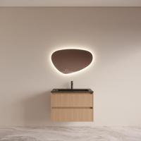 Badmeubelset BWS Riga met Asia Wastafel Zwart 80 cm Licht Eiken Japandi - thumbnail