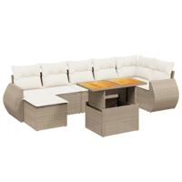 8-delige Loungeset met kussens poly rattan beige - thumbnail