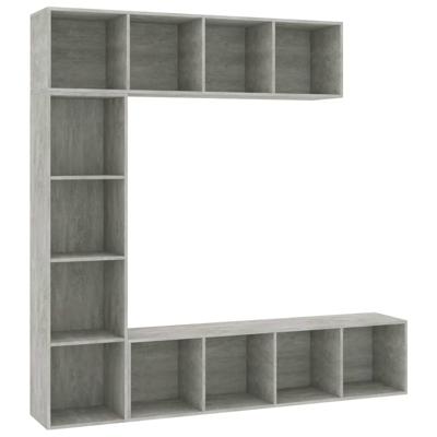 3-delige Boekenkast-/tv-meubelset 180x30x180 cm betongrijs - thumbnail