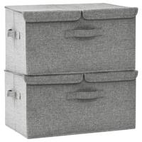 VidaXL Opbergboxen 2 st 50x30x25 cm stof grijs - thumbnail