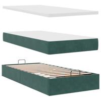 Ottoman bed met matras 90x200cm fluweel donkergroen - thumbnail