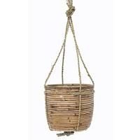 Rotan hangende plantenmand grijs 20x19cm - thumbnail