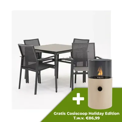 Tuinstoel Delia grijs met Carcassonne 90 x 90 cm