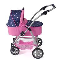 Combi-poppenwagen Emotion - Vlinders Navy Roze - thumbnail