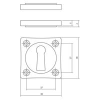 Sleutelrozetten basic 38x38x5mm nikkel - thumbnail