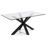 Kave Home Glazen eettafel 'Argo' met zwart onderstel, 160 x 90cm - thumbnail