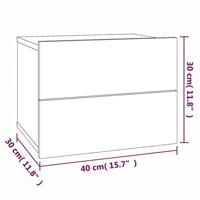 Nachtkastjes 2 st 40x30x30 cm bewerkt hout gerookt eikenkleurig - thumbnail