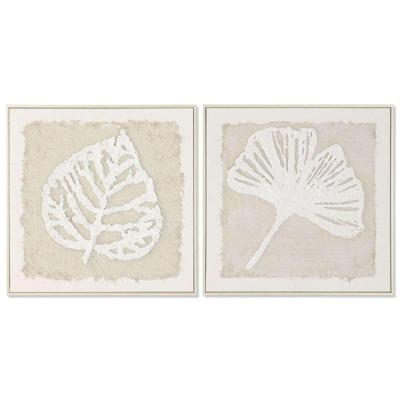 Canvas Home ESPRIT Wit Beige Blad van een plant Cottage 62,5 X 3,5 X 62,5 CM (2 Stuks) Canvas Home ESPRIT Wit Beige Blad van een plant Cottage 62,5 X 3,5 X 62,5 CM (2 Stuks)
