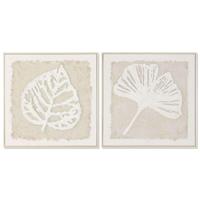 Canvas Home ESPRIT Wit Beige Blad van een plant Cottage 62,5 X 3,5 X 62,5 CM (2 Stuks) - thumbnail