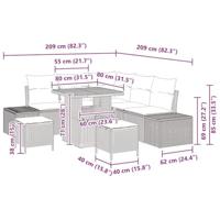 Tuinbankenset met kussen met opslag 8 pcs Beige Poly riet - thumbnail