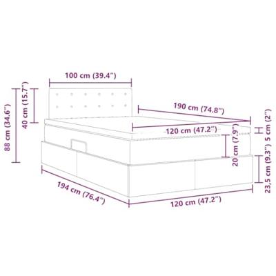 Opslag bed met matras Donkergrijs 120 x 190 cm Fluweel