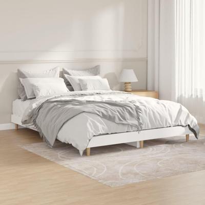 Bedframe bewerkt hout wit 135x190 cm