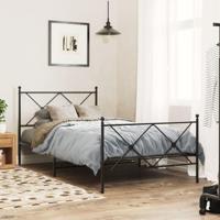 Bedframe met hoofd- en voeteneinde metaal zwart 107x203 cm - thumbnail