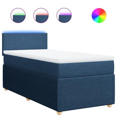 Boxspring met matras stof blauw 140x190 cm - thumbnail