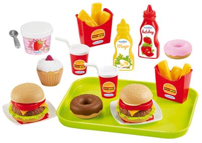Ecoiffier voedsel en snackset + dienblad 25-delig