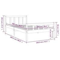 Bedframe massief hout grijs 100x200 cm - thumbnail