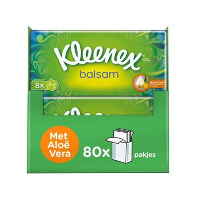 Kleenex zakdoekjes Balsam 80 pakjes - 8x10 stuks Kleenex zakdoekjes Balsam 80 pakjes - 8x10 stuks
