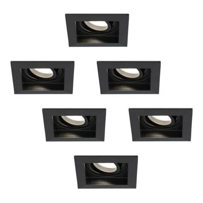 Set van 6 Durham vierkante LED inbouwspots - 4 Watt 345 Lumen - 4000K neutraal wit - GU10 - Dimbaar Kantelbaar - Voor binnen - Zwart Set van 6 Durham vierkante LED inbouwspots - 4 Watt 345 Lumen - 4000K neutraal wit - GU10 - Dimbaar Kantelbaar - Voor binnen - Zwart