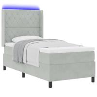 Boxspringbed met Matras & LED Licht Grijs 100x200 cm Fluweel - thumbnail
