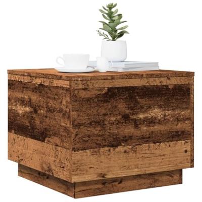 Salontafel met LED-verlichting 50x50x40 cm oud houtkleurig